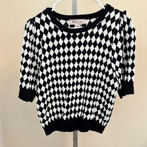 Philosophy Black and White Diamond Pattern Top